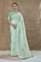 Silk Woven Design Saree for Women, Sea Green 