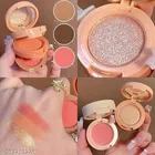 3 in 1 Mini Face Blusher+Highlihger with Compact Palette, Multicolor