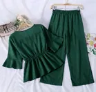 Poly Crepe Solid Clothing Set foor Girls, Green 