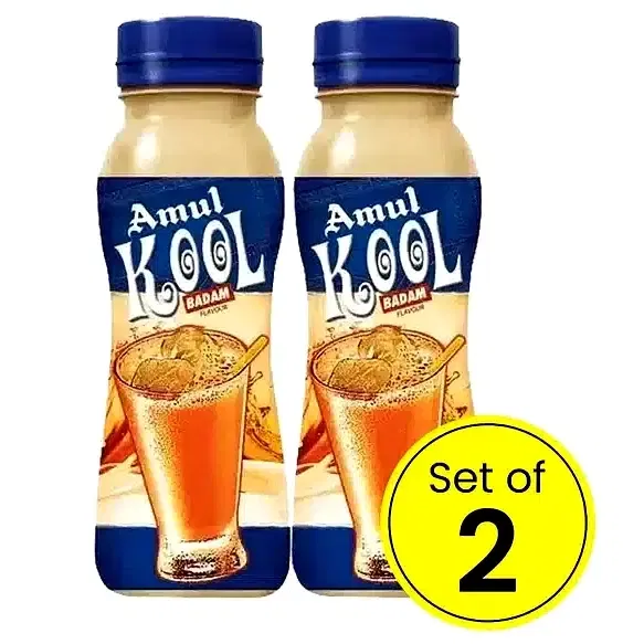अमूल कूल बादाम फ्लेवर्ड मिल्क 180 ml (प्लास्टिक बोतल )(सेट ऑफ़ 2)