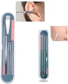 Stainless Steel 4 Pcs Acne Blackhead Remover with Ear Wax Remover 
