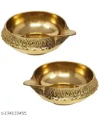 Brass Designer Diya (Golden, Pack of 2)