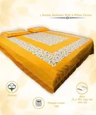 Jaipuri Cotton Double Bedsheet with 2 Pillow Covers | 80x90 Inch | Yellow Floral | Traditional Rajasthani Print