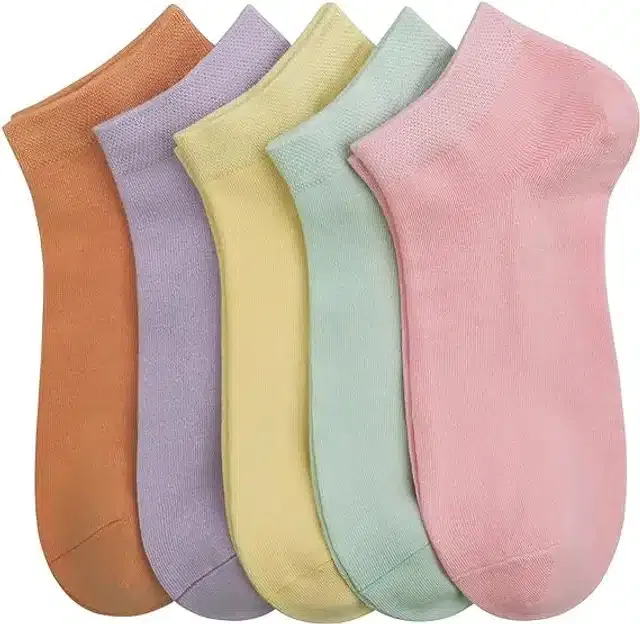 Cotton Ankle Length Socks for Women & Men (Multicolor, Set of 6)