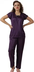 Satin Solid Night Suit for Women 