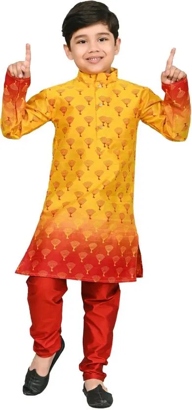 NFC Creation Boys Kurta Sets (Fade_243_Yellow_Pyjama_16, 6-7 Years)