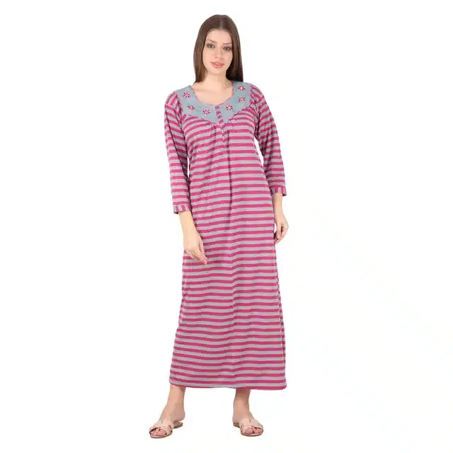Woolen Hosiery Nighty for Women (Pink, Free Size)