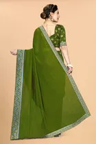 Women's Embroidried Saree with Unstiched Blouse 