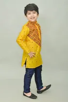 Printed Dupion Silk Kurta and Pajama Set for Boys 