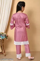 Embroidered Rayon Kurta Set for Girls 