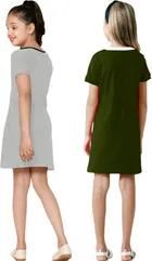 Graphic Print Cotton Blend Shift Dress for Girls, Pack of 2 