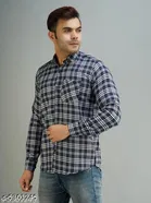 Cotton Blend Printed Shirts for Men, Blue 