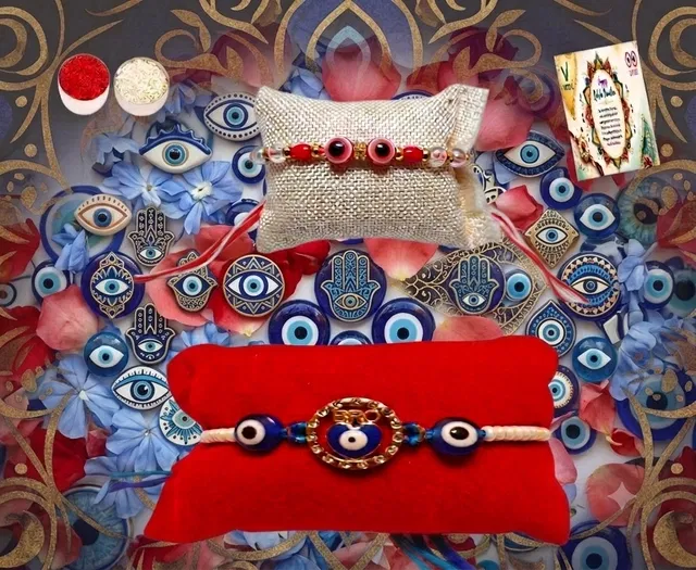 Evil Eye Beads Rakhi (Multicolor, Pack of 2)