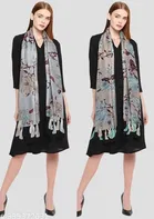 Printed Chiffon Scarves with Tassels for Women, Multicolor, Pack of 2