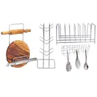Stainless Steel Cup Stand & Plate Stand & Chakla Belan Stand & Hook Rail For Kitchen 