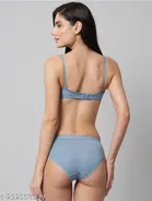 Cotton Blend Solid Lingerie Set for Women 