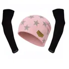 Woolen Printed Cap with Arm Sleeves for Men (Pink, Set of 2)
