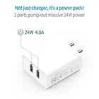 Dual Port Fast Charger 24 W with USB Type A to Type C Cable 