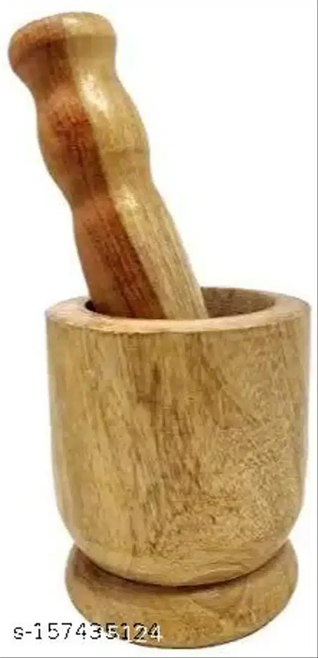 Wooden Carved Mortar & Pestle (Brown, Set of 1)