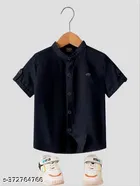 Solid Mandarin Collar Shirt for Boys 