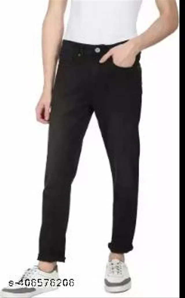 Denim Slim Fit Jeans for Men (Black, 36)