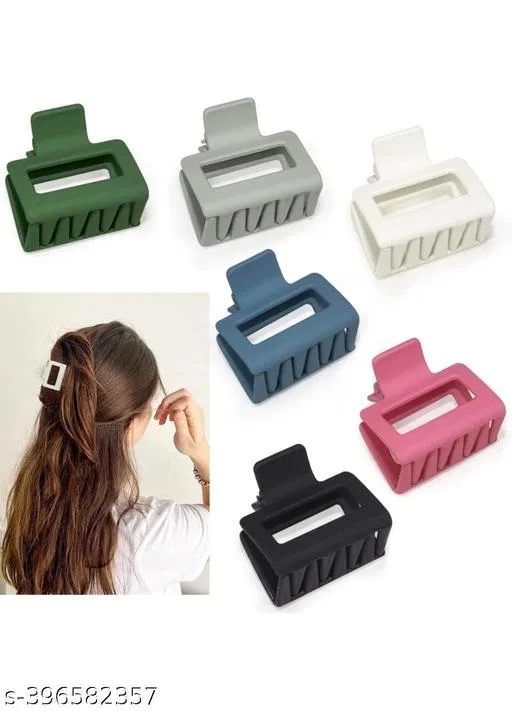 Plastic Hair Clutcher for Women & Girls (Multicolor, Pack of 6)
