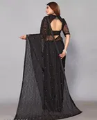 Net Solid Saree for Women 
