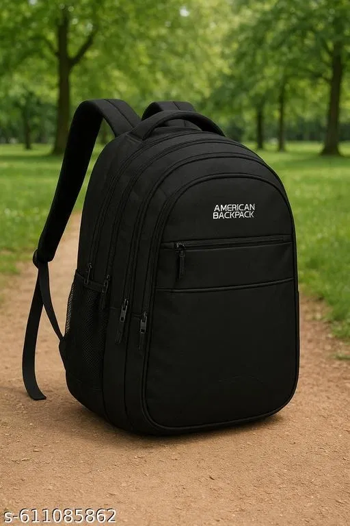 Polyester Backpack for Men & Women, Black