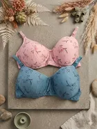 Padded Non-Wired Full Coverage Bra for Women, Pack of 2 