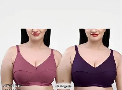 Cotton Non Padded Bra for Women, Pack of 2 (Multicolor, 32A)