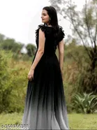 Floral Embroidered Fit and Flare Maxi Gown for Women 