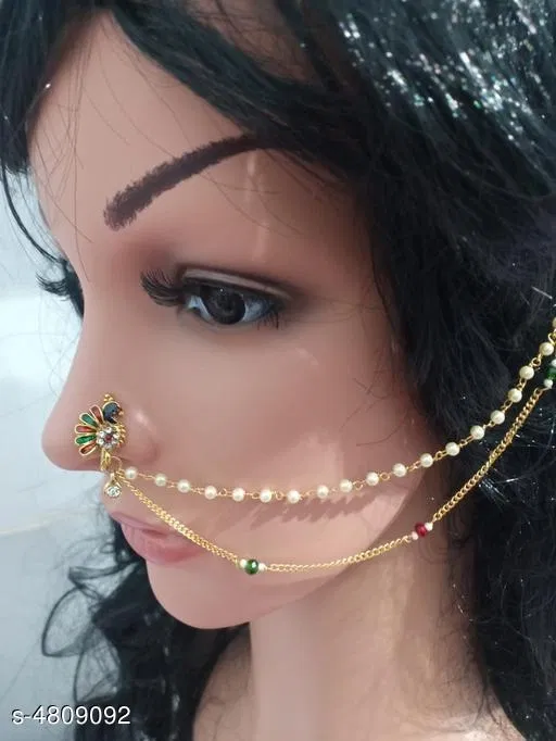 Alloy Gold Plated Nosepins for Women (Multicolor, Free Size)