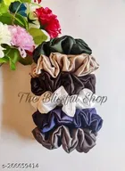 Multicolor Silk Scrunchies for Women, Pack of 12 