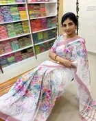 Linen Printed Saree for Women 