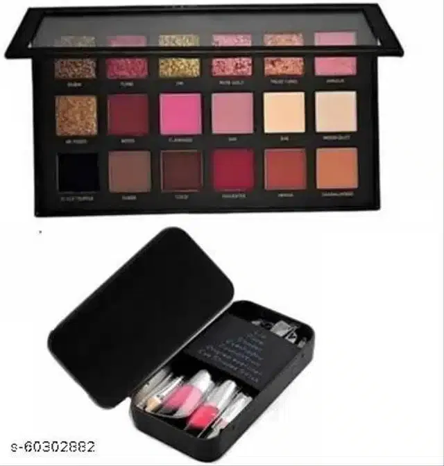 Eye Shadow Palette with Makeup Brushes Set (Multicolor, Set of 2)