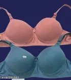 Cotton Solid Bra for Women & Girls, Multicolour, Pack of 2 