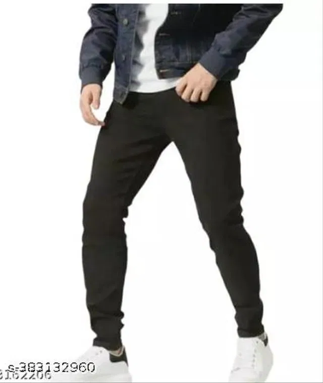 Denim Slim Fit Jeans for Men (Black, 32)
