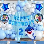 Blue Baby Shark Theme 2nd Happy Birthday Decoration Items For Girls, Multicolor, Pack of 112