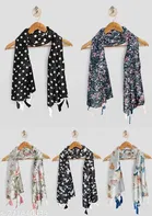 Chiffon Printed Scarves for Women, Multicolor, Pack of 5