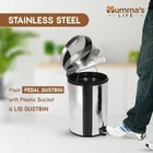 मम्माज़ लाइफ़ 5 L डस्टबिन स्नानघर के लिए लिड के साथ – स्टेनलेस स्टील सिल्वर पेडल बिन प्लास्टिक इनर बकेट और लिड के साथ | गोल गार्बेज बिन, ट्रैश कैन, स्टील डस्टबिन घर, रसोई, कार्यालय के लिए – 7x11 इंच