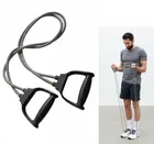 Rope Toning Bands & Adjustable Pencil Skipping Rope [Grey & Black, Pack of 2]
