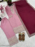 Art Silk Kurti With Bottomwear for Women 