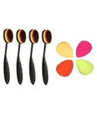 Lenon 4 Oval Contour Brush + 4 Blender Applicators 
