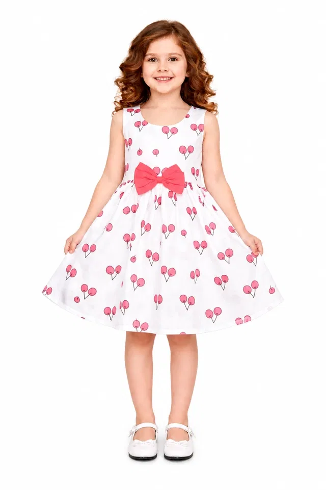 Printed Party Wear Dress for Girls (Multicolor, 3-4 Years)