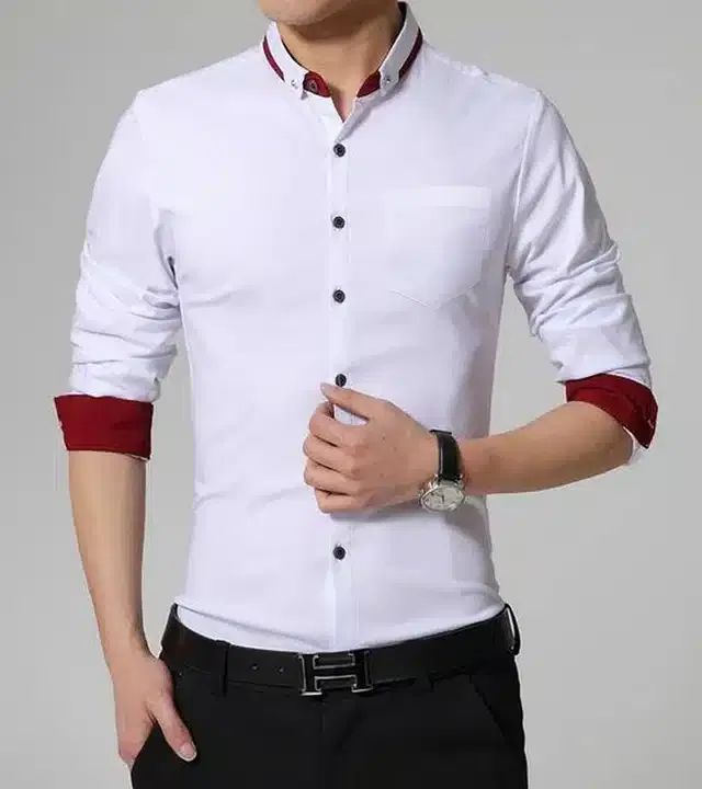 Full Sleeves Shirt for Men (White, XL)