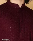 Embellished Applique Mandarin Neck Kurta for Men 