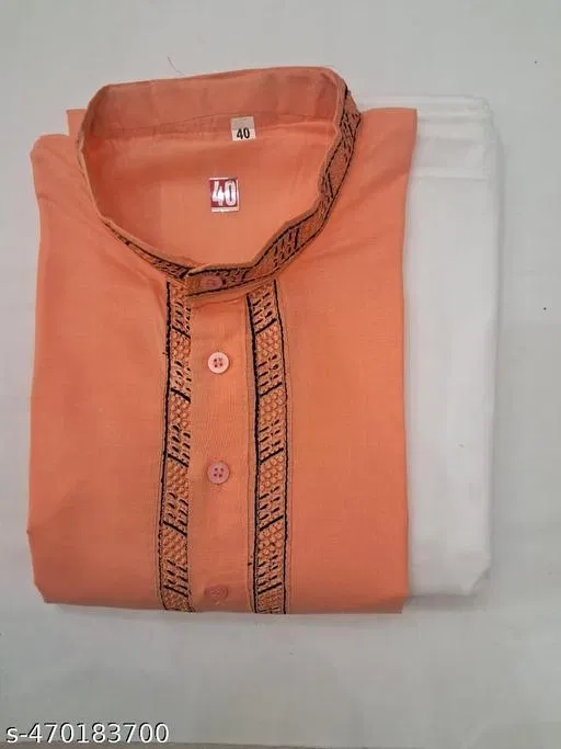 Solid Show Button Kurta Set for Men (XXL)