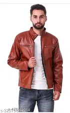 Synthetic Leather Full Sleeves Solid Jacket for Men 
