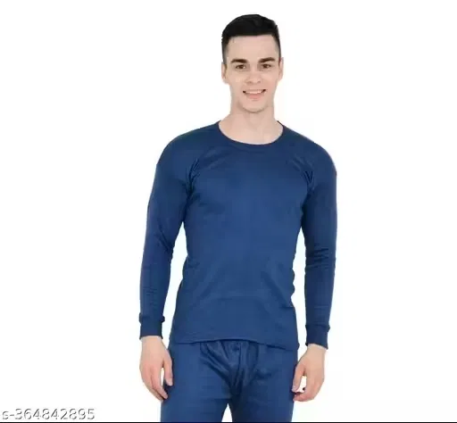 Milanch Thermal Top for Men (Navy Blue, XL)