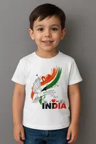 Round Neck Indian Flag Print T-Shirt for Boys 